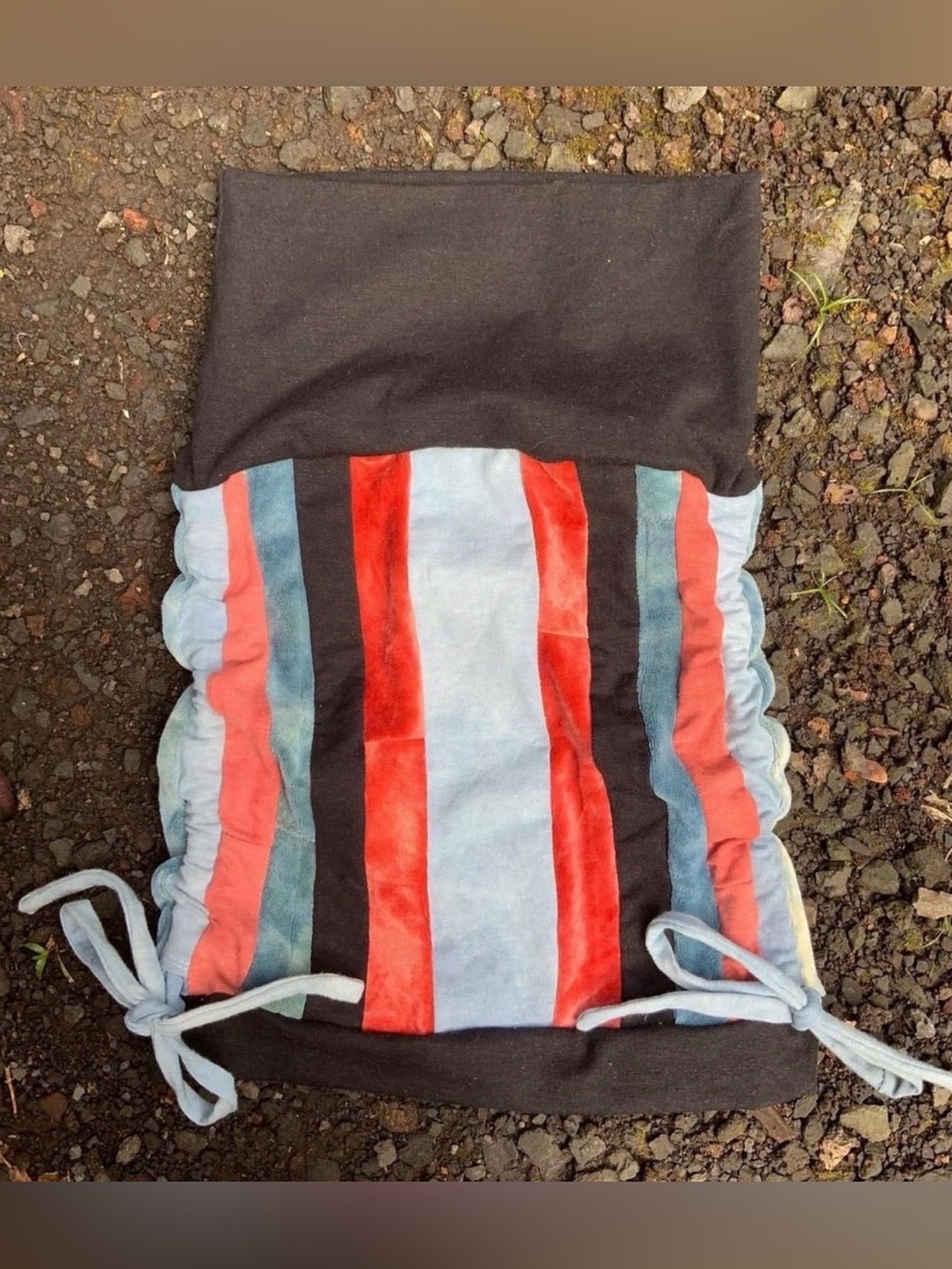 Pacha Apparel Scrapwork Cinch Skirt Womens XS Black Blue Red Excellent Patchwork